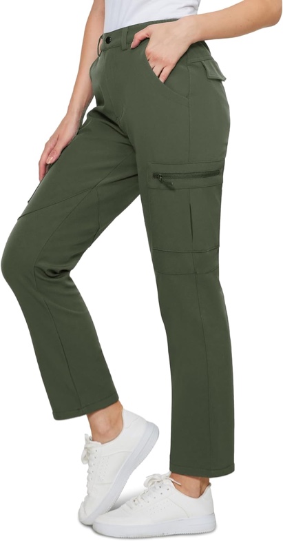 Shareson Sports Women's Fleece Lined Pant Snow Ski Cargo Pants Insulated Softshell Winter Pants Hiking Outdoor