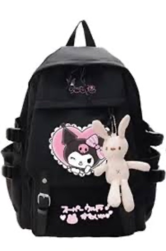 uzsauyr Kawaii Backpack Little Devil Print All-Match Backpack, Black, 1
