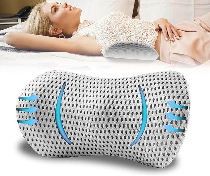 TTKXT Lumbar Support Pillow for Car,Office Chair Lumbar Pillow for Relief Back Pain, Memory Foam Neo Cushion Back Support Pillow for Sleeping, Driving or Studing with Breathable Pillow Cover