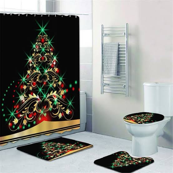 5 Pcs Merry Christmas Shower Curtain Set With Non-Slip Rug, Toilet Lid Cover And Bath Mat, 1 Survivor Pendant,Xmas Snowman Shower Curtains With 12 Hooks, Christmas Shower Curtain Sets For Bathroom