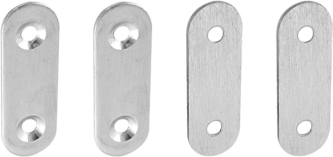 DTGN 50x16x1.7mm(LxWxT) Flat Straight Brace Plate -4Pack- Good for Furniture Repairing - Stainless Steel Brace Plate - Silver Tone