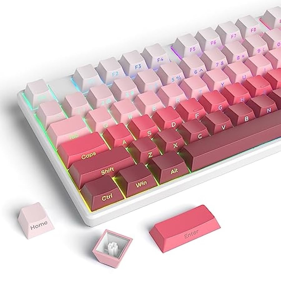 Taeeiancd PBT Keycaps - Side Printed Keycap Set, Double Shot Through Custom Keycaps, Minimalist Keycaps Cherry Profile 135 Keys, for ANSI US Layout 60% 65% 95% Mechanical Keyboard