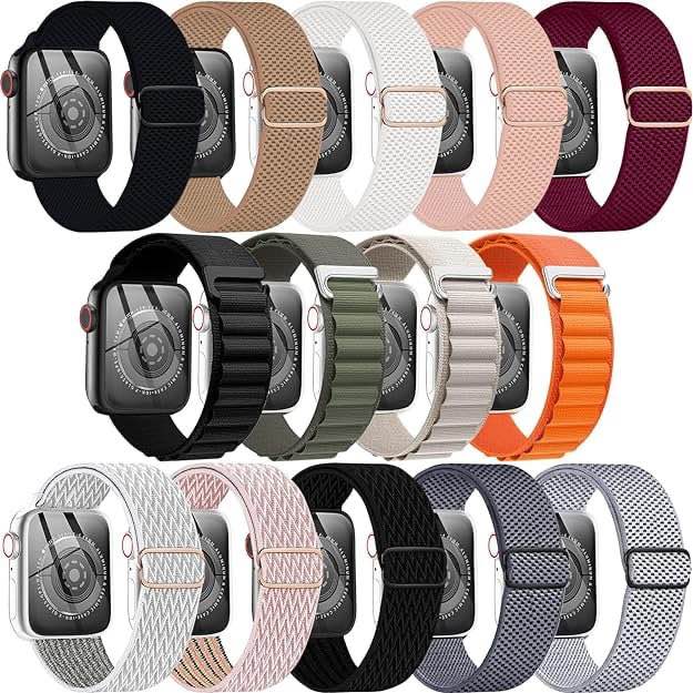 14 Pack Alpine Loop and Stretchy Nylon Band Compatible with Apple Watch Band 38mm 40mm 41mm