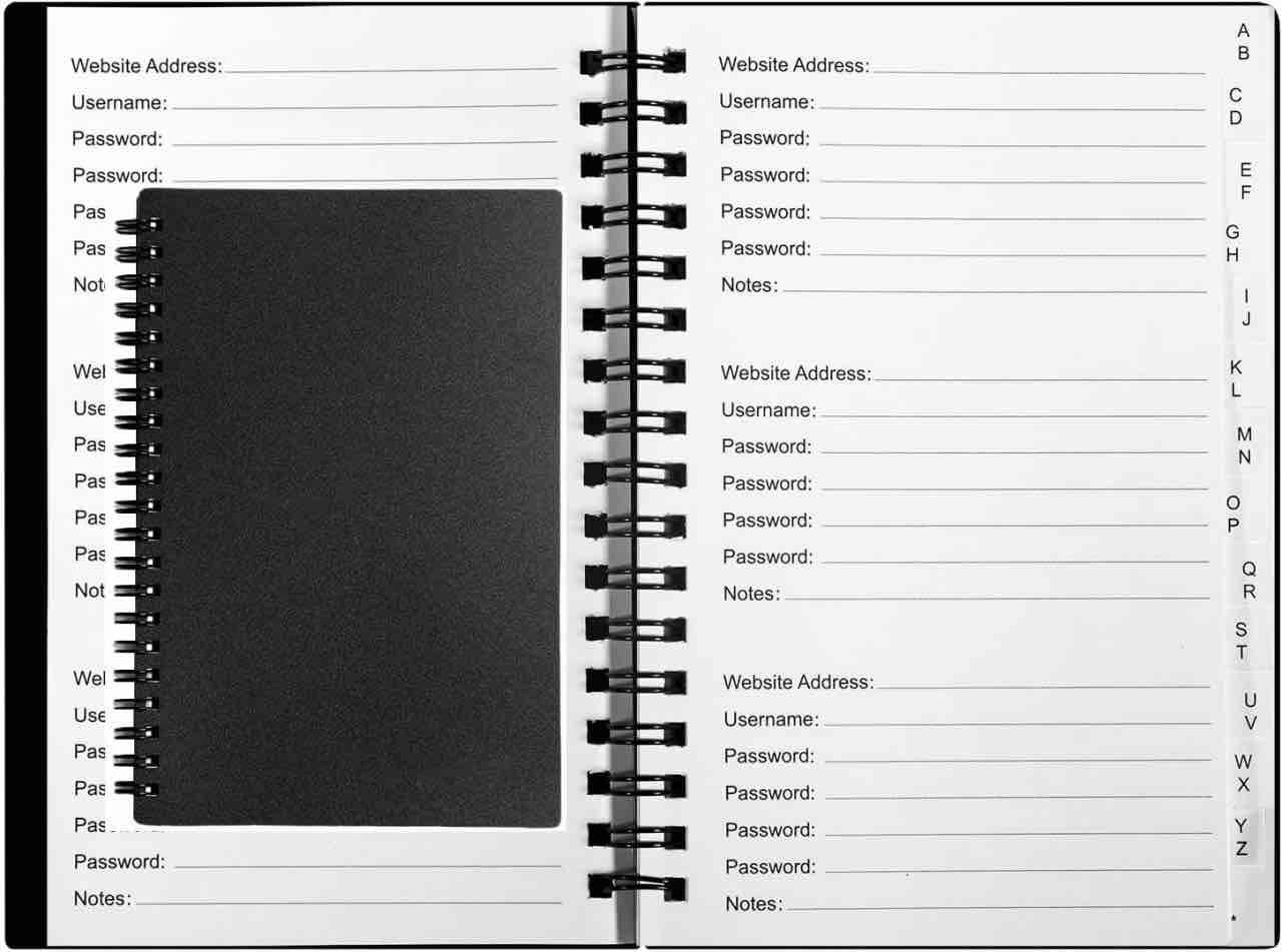 UtyTrees Password Book with Alphabetical A-Z Tabs, Password Keeper & Password Notebook for Home or Office Record All Your Passwords, Never Forget Your Passwords (Small 6 x 4'', Black)