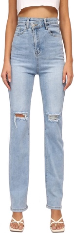 BZOF Womens High Waisted Jeans Elastic Casual Pants for Women