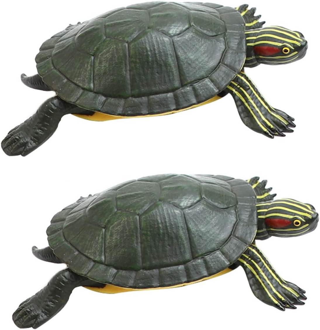 Azure Zone, 2 Pcs Realistic Plastic Red-Eared Slider Tortoises Toy Figurines Lifelike Red-Eared Terrapin Brazilian Turtle Popular Pet Decorations Learning...
