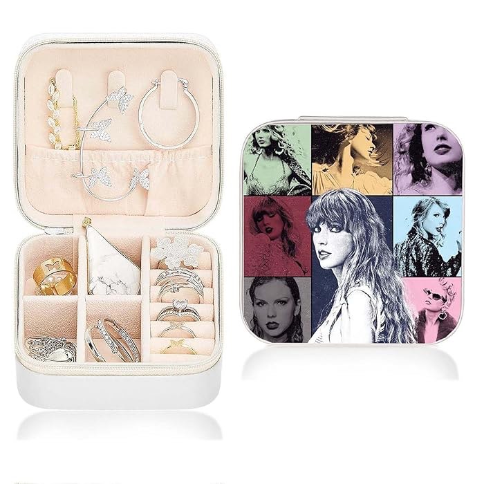 MJGDNH Taylor Merch Portable Jewelry Box, Jewelry Box Taylor Albums Tour Inspired, Perfect Musical Inspired Gift Choice for Girls, Sisters, Friends, Fans, Birthday Gifts for Women Mom