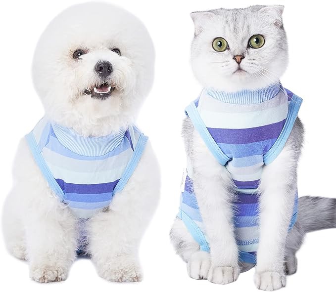 (Size S) Cats Recovery Suit, Cat Recovery Onesie Male & Female Cats Abdominal Wounds Bandages Cone E-Collar Alternative After Surgery, Anti-Licking Snugly Bodysuit for Dog & Cat