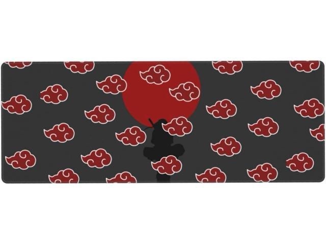 Anime Gaming Mouse Pad XL, Japanese Ninja Red Cloud Extended Gaming Mouse Pad, Non-Slip Rubber Mousepad Stitched Edges Keyboard Desk Pad for Office Home Game (31.5 X 11.8 Inch)