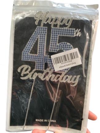 45 Cake Topper Cheer to Forty Five Happy Birthday Theme Party Decorations Wedding Anniversary Party Decor Supplies Blue Premium Sparkly Crystal Rhinestones Metal