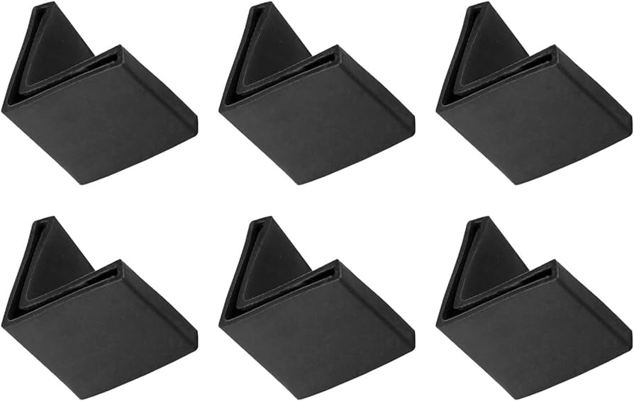 METALLIXITY Furniture Angle Iron Foot Pads(50mm/1.97") 6Pcs, PVC L Shape Foot Covers - for Furniture Feet Shelves Leg Protectors, Black