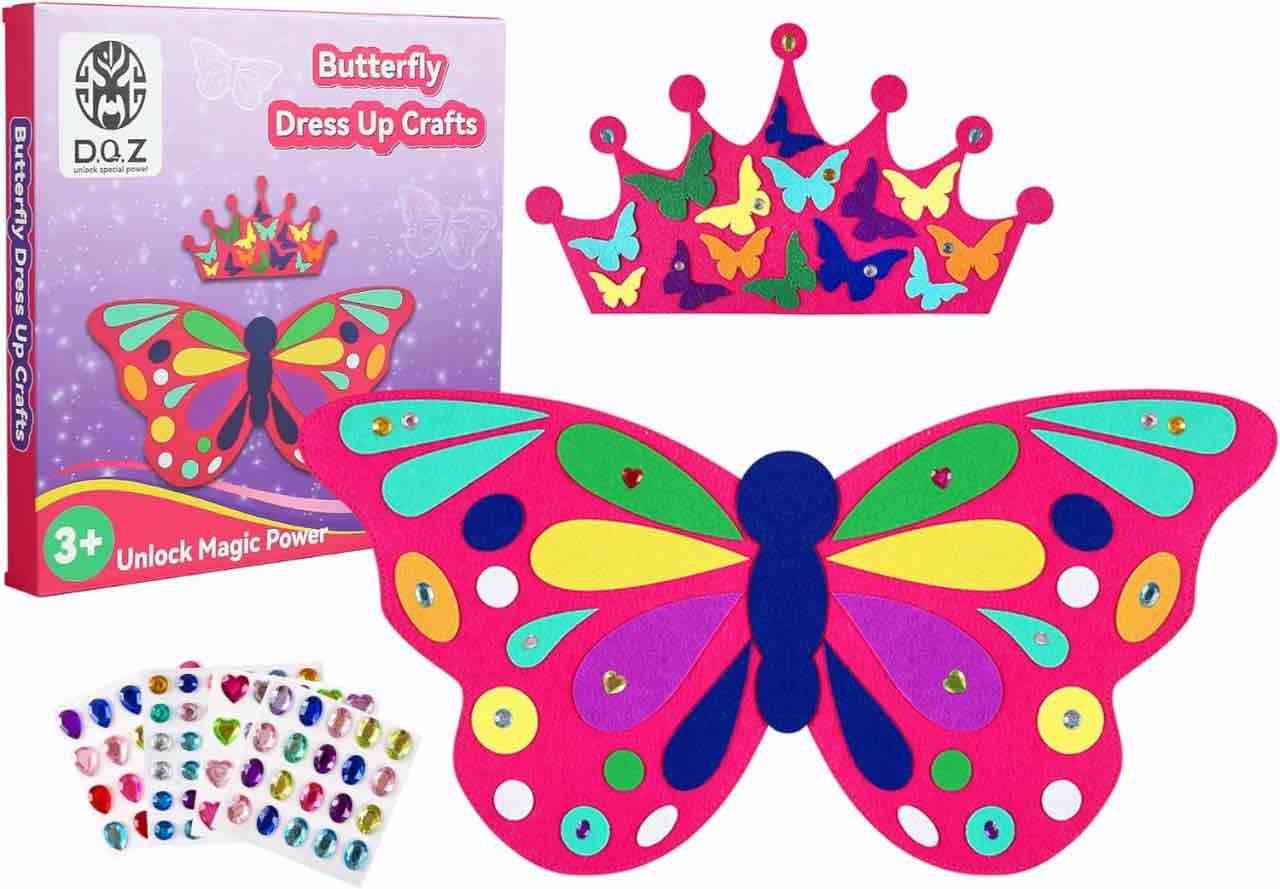 D.Q.Z Fairy Butterfly Crafts Kit for Girls Ages 5-8 | 2-in-1 Dress Up Toys for Girls | Princess Gifts for Girls | Creative DIY Costume Kit | Arts and Crafts for Girls Aged 5 6 7 8 Years