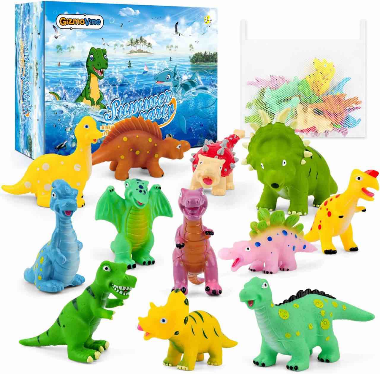 Gizmovine Baby Bath Toys for Toddlers, 12 Pack Sea Animals Bathtub Toys for Boys and Girls, Safe Pool Toys Water Squirts Toys for Bathtub with Bath Toy Organizer