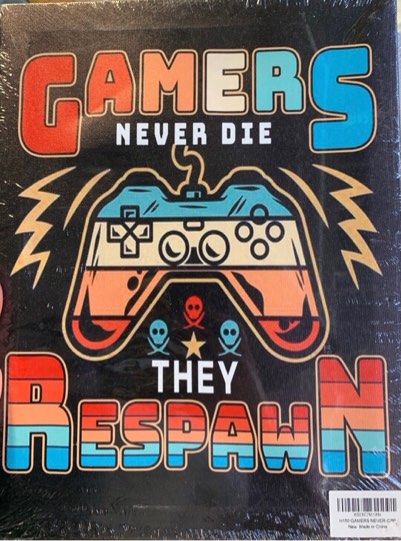 Gamer Never Die They Respawn Canvas Wall Art, Funny Gaming Quote Canvas Framed Décor Ready To Hang For Kids Boys Gamer Home Bedroom Gamer Room Playroom Wall Décor 12" X 15"