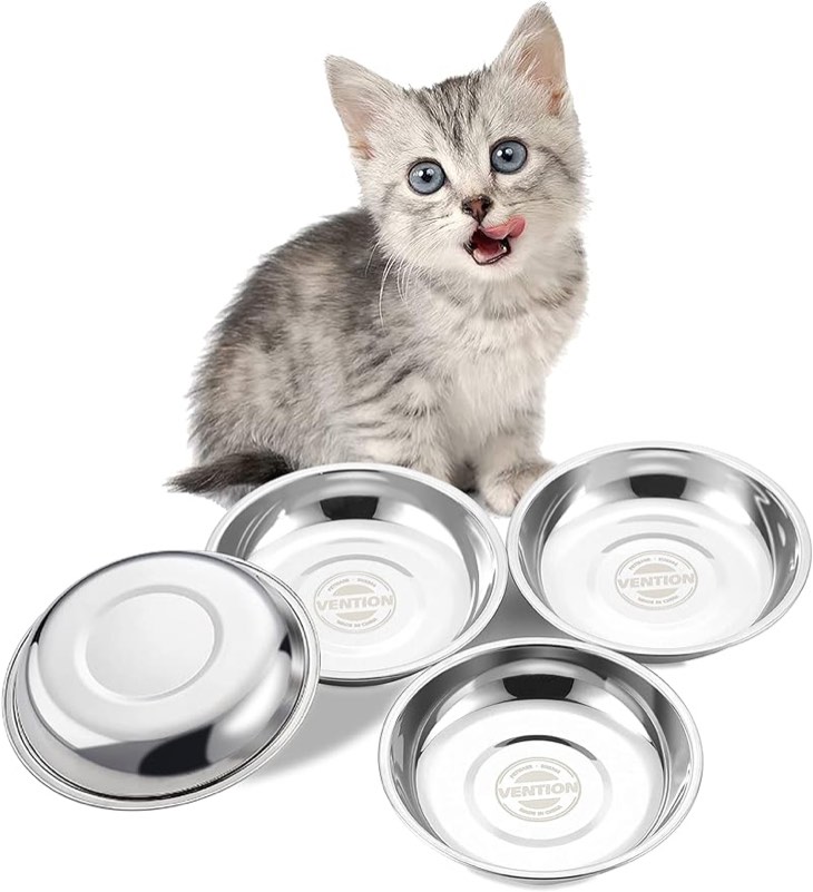 VENTION Stainless Steel Cat Bowls, Whisker Fatigue Cat Bowl, Metal Cat Dishes, Shallow Cat Food Dish