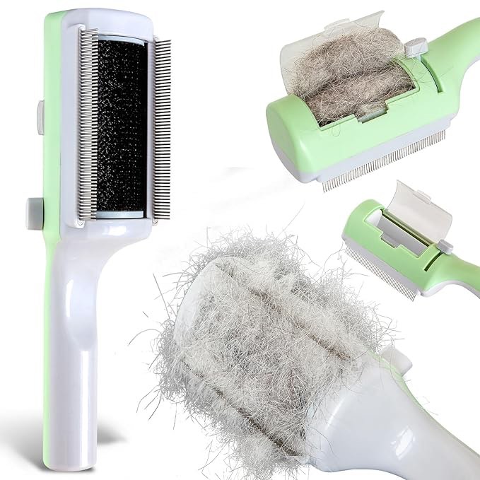 Miwoowim Pet Dry Cleaning Brush for Short or Long Haired Cats/Dogs Hair no Water, Sticky Brush for Shedding and Grooming, for Indoor Cats,Rabbit Cat Comb Removes Loose Fur