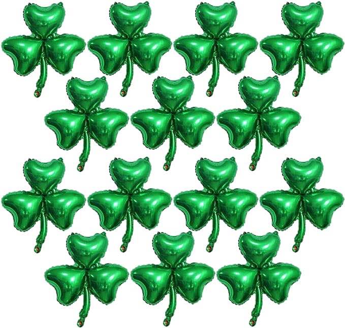 DragzwS St. Patricks Day Shamrock Foil Balloons Clover Mylar Balloons, Irish Green Shamrock Balloons St. Patrick's Day Party Decorations