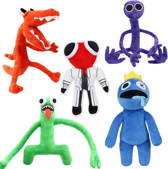 Rainbow Friends Plush,Rainbow Friends Plushies Toys,Soft Cute Rainbow Friends Stuffed Animal Doll (Blue+Purple+Green+Orange+Ants)