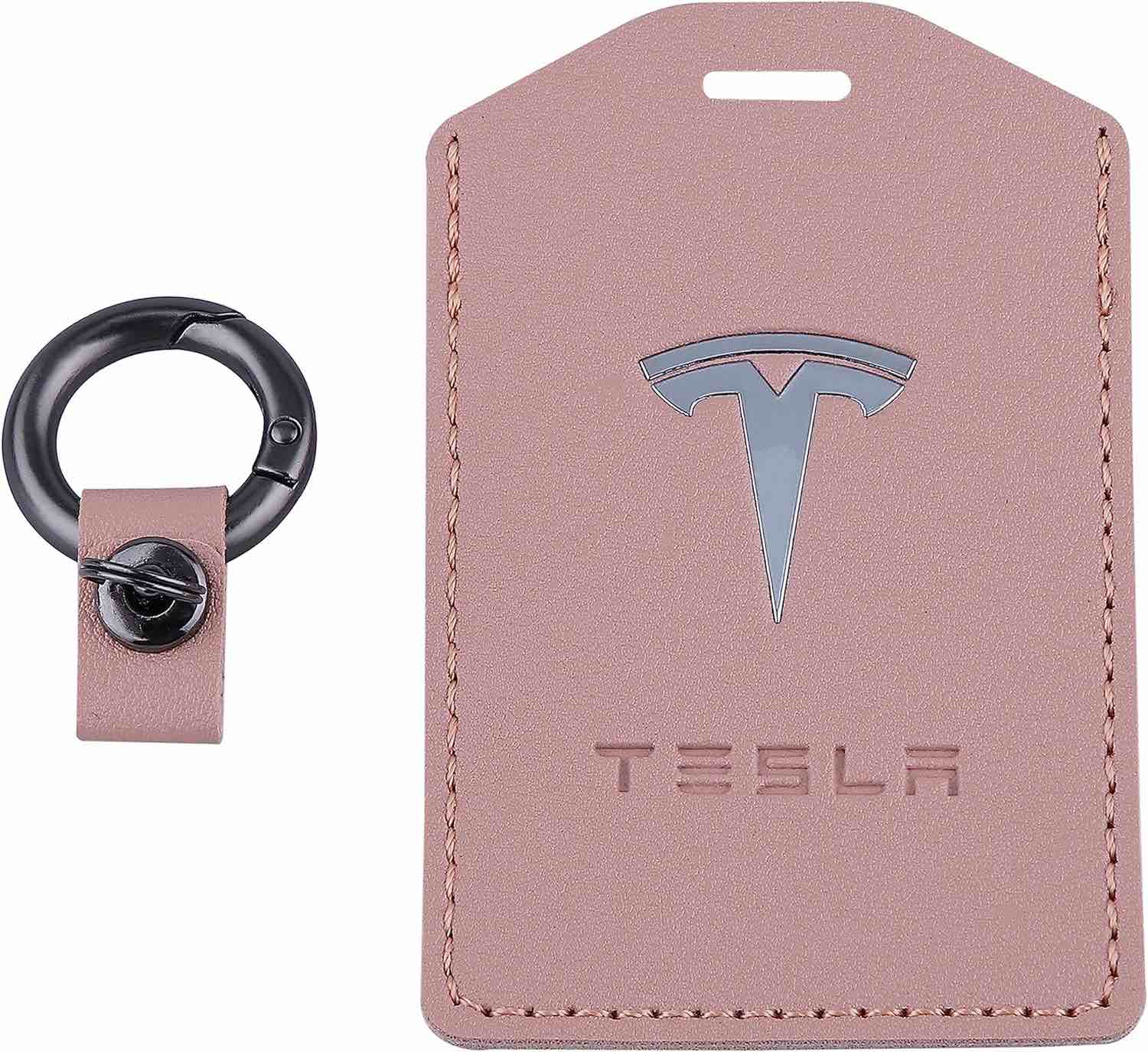 for Tesla Key Card Holder, Leather Key Cover for Tesla Model 3 Model Y Model S Model X Accessories, Include Key Chain