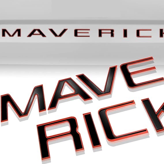 Tailgate Insert Letters Compatible with Maverick 3M 2022 2023 and 3D Raised Tailgate Decal Letters (Black & Red Border)