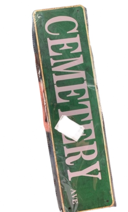 snowsun Metal Sign Cemetery Ave Vintage Signs Retro Tin Signs Aluminum Sign Porch Sign Home Kitchen Bathroom Club Wall Yard Coffee Funny Decor 4x16 Inches