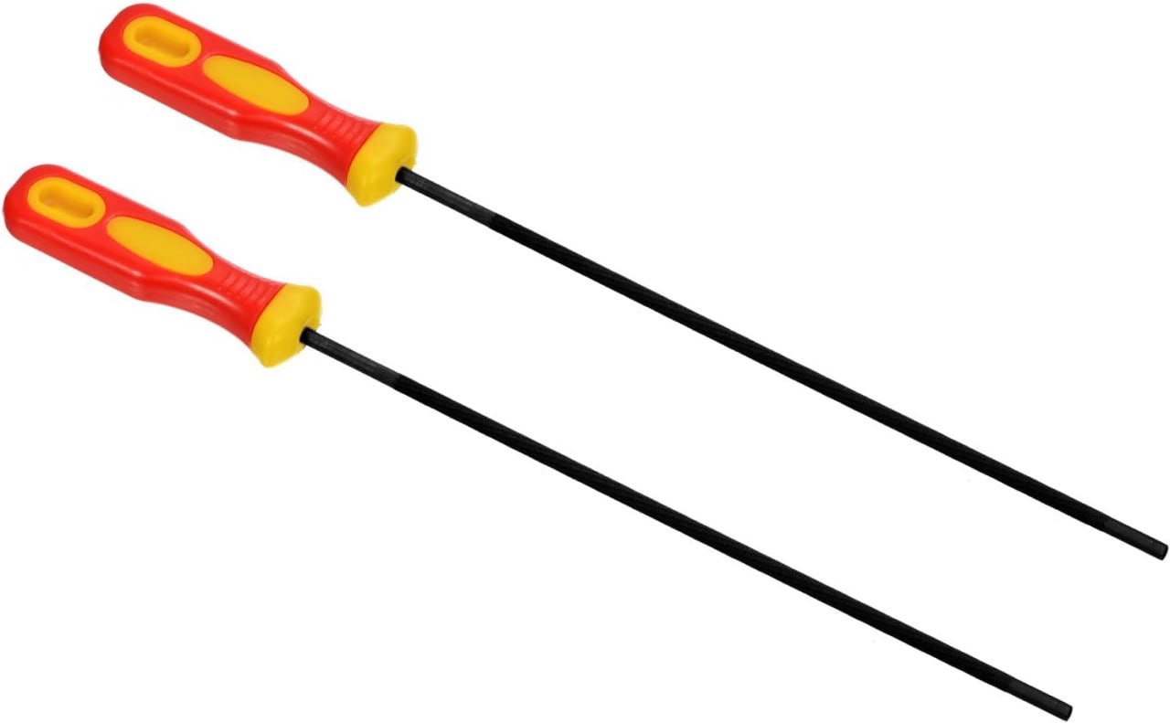 PATIKIL 5.5mm Chainsaw Files, 2 Pcs Steel Chainsaw Chain Sharpener Chainsaw Accessories with Plastic Handle for Gardening Filing Sharpening