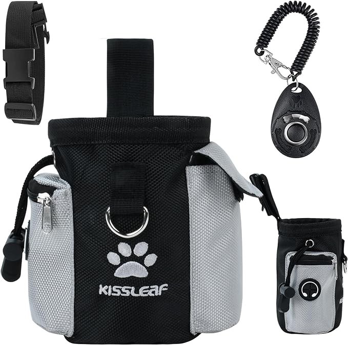 Dog Treat Pouch, Portable Dog Training Treat Pouch, Lightweight Treat Pouches for Pet Training, 4 Ways to Wear Outdoor Dog Treat Bags Training Pouch with Adjustable Waist Shoulder Strap