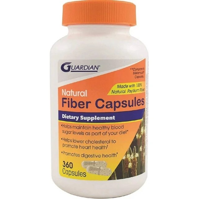 Guardian Psyllium Fiber Capsules, Natural Psyllium Husk (360Count) 360 Count (Pack of 1)