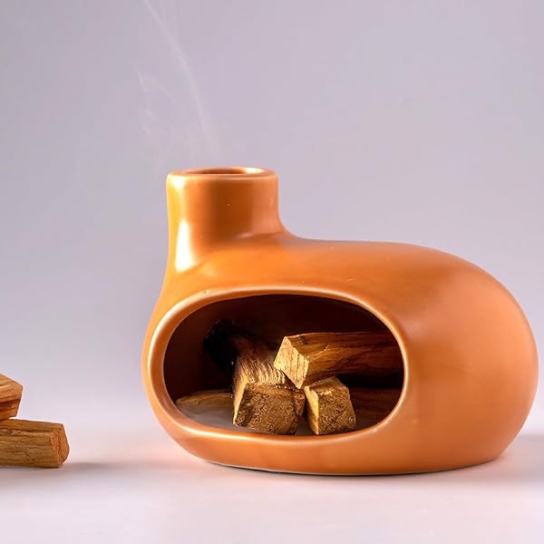 BIGPIPI Incense Palo Santo Holder - Ceramic Incense Cone Ash Catcher, Unique Yoga Meditation Home Decor (Red)