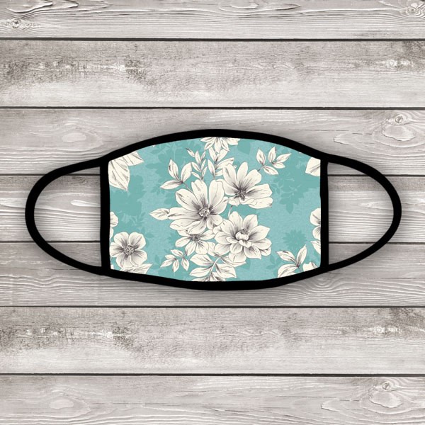 Floral Design Mask (Mint+Blue)