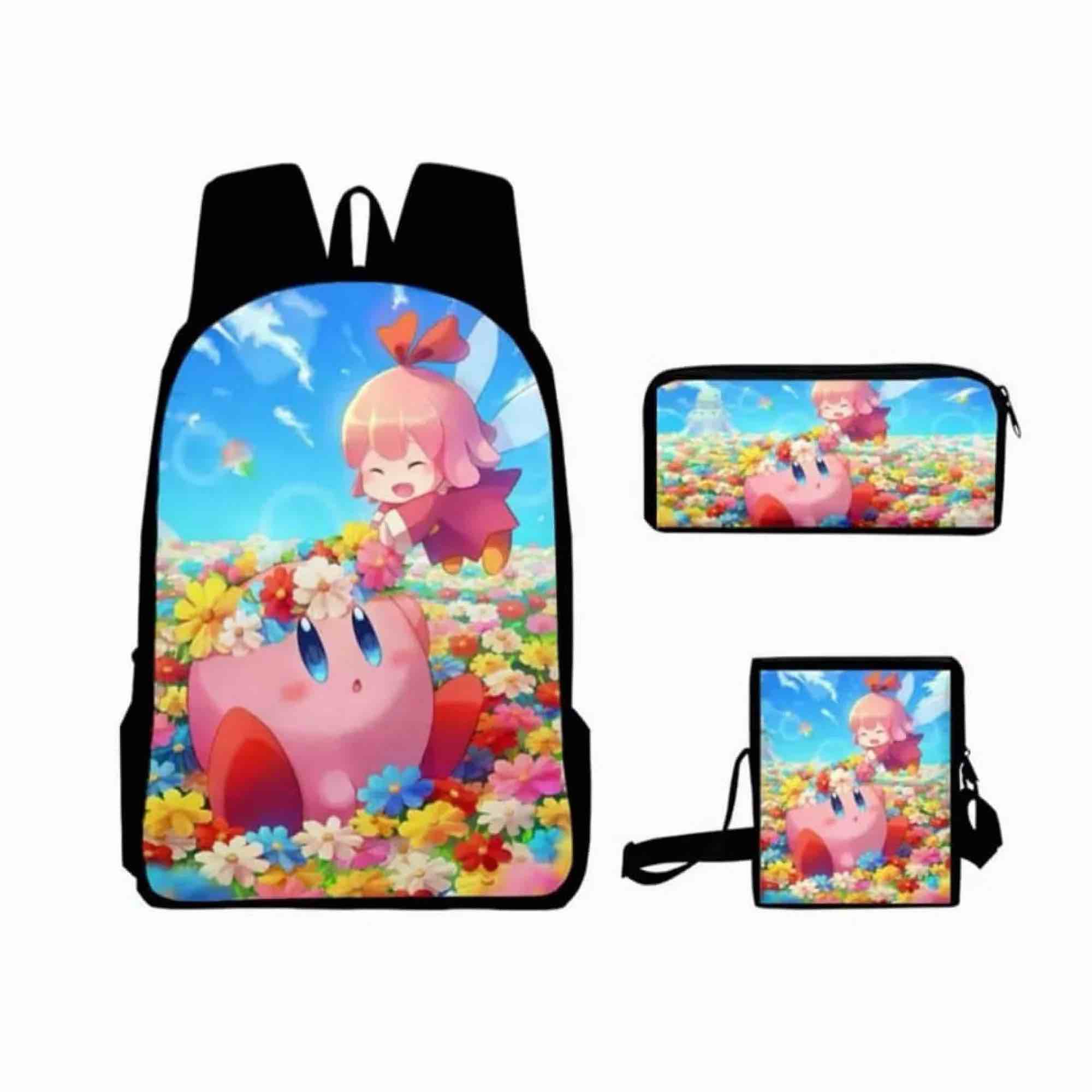 Schoolbag 3-piece with Lunch Box and Pencil Box Cute Cartoon Backpack Lightweight Sports Travel Bag 4