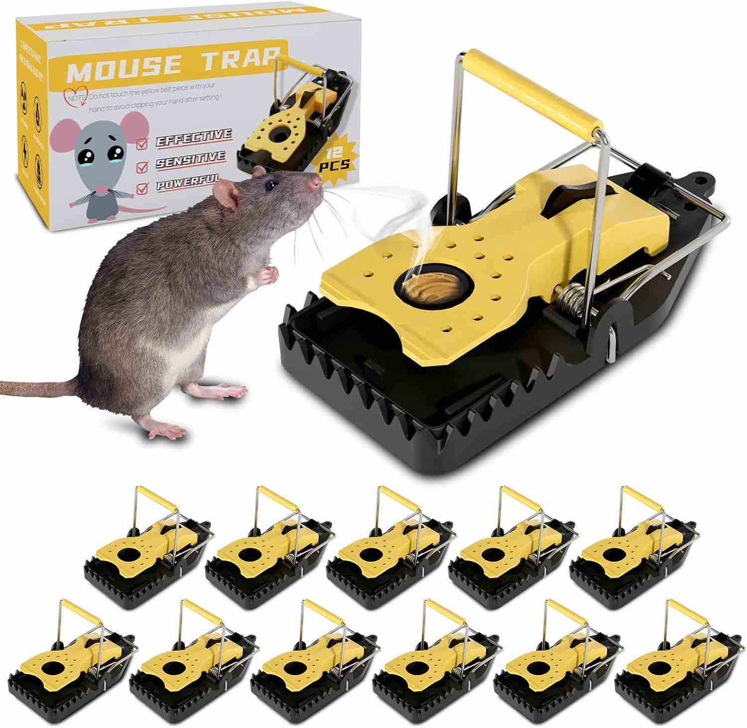 ETITATO Mouse Traps Indoor for Home, Quick Sensitive Rat Traps Indoor Outdoor, Effective Safe Rat Trap with Powerful Dual Springs, Reusable Mice Traps for House Indoor Outdoor(6 Pack)