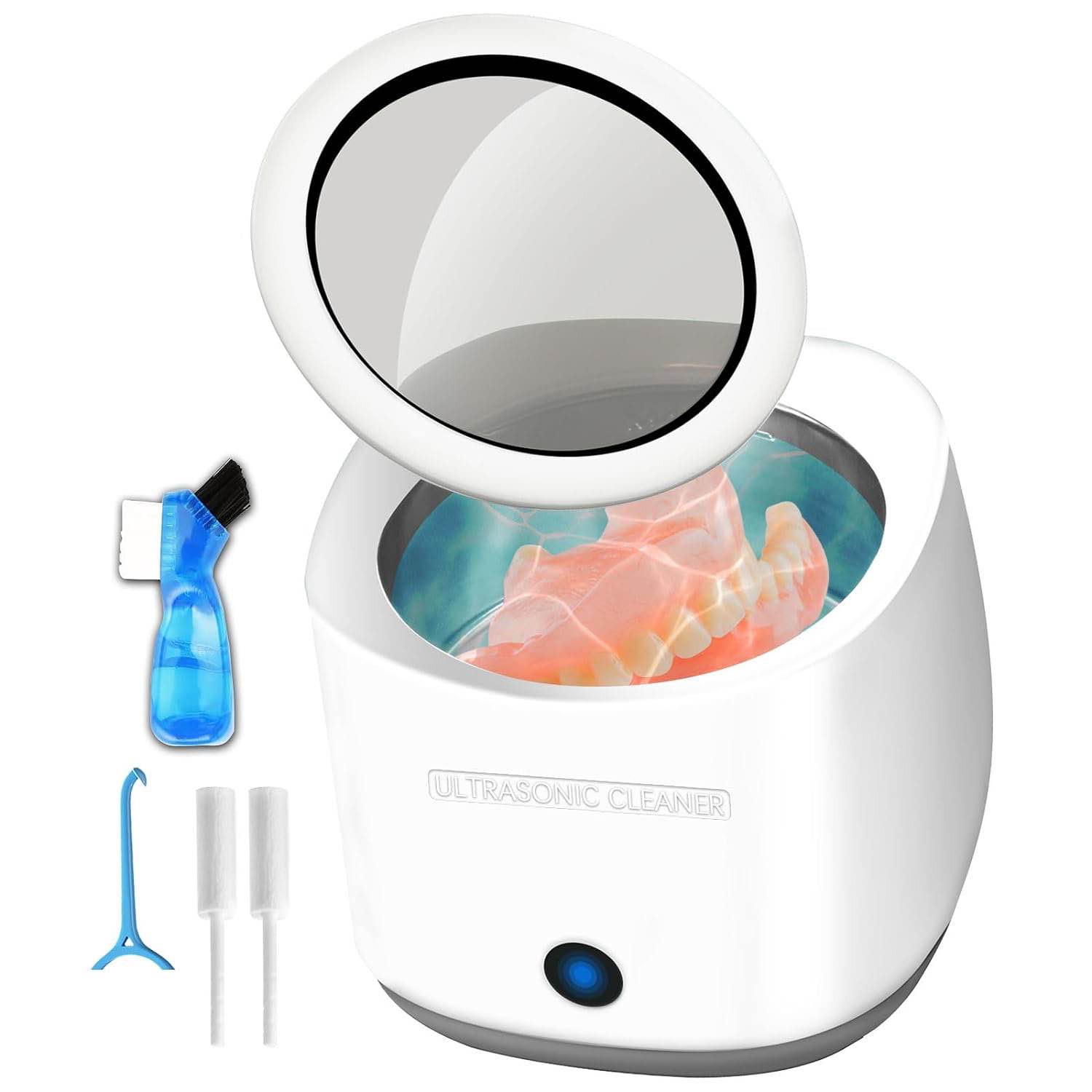 Ultrasonic Cleaner for Dentures Retainer Mouth Guard Aligner Whitening Trays with Retainer Case Professional Ultrasonic Cleaner Machine 180ml for all dental Appliances Jewelry Diamonds