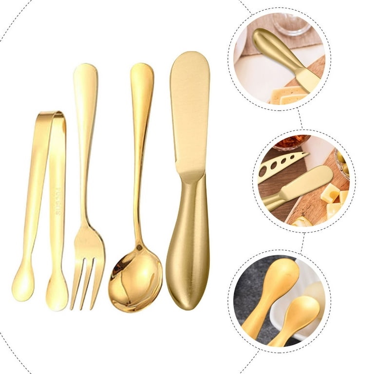 Premium Gold Charcuterie Board Accessories Set | Comes with Golden Spreader Knife, Cheese Butter Spreader Knife, and Golden Charcuterie Utensils Multipurpose Charcuterie Tools for Butter Cheese Party