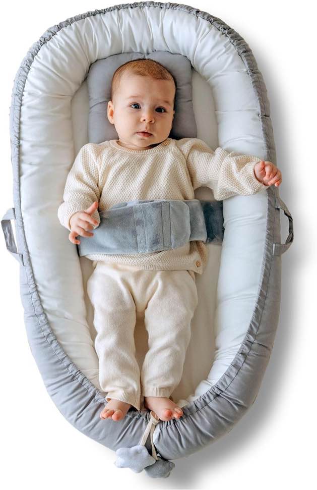 VibeStock Premium Baby Lounger for Newborn Cover, Baby Lounger Pillow, Baby Lounger 0-24 Months, Baby Nest Floor Seat for Travel, Infant Lounger Newborn Must Have Essentials, Breathable and Portable