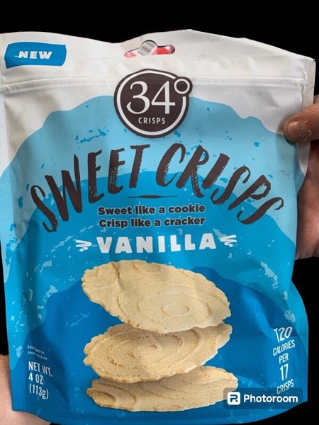 34 Degrees Crisps | Vanilla Sweet Crisps | Thin, Light, Crunchy & Sweet Crisps, Single Pack (4oz)