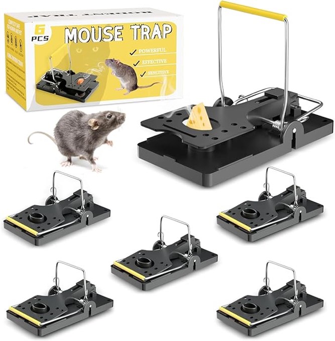 ETITATO Mouse Traps Indoor for Home, Quick Sensitive Rat Traps Indoor Outdoor, Effective Safe Rat Trap with Powerful Dual Springs, Reusable Mice Traps for House Indoor Outdoor(6 Pack)