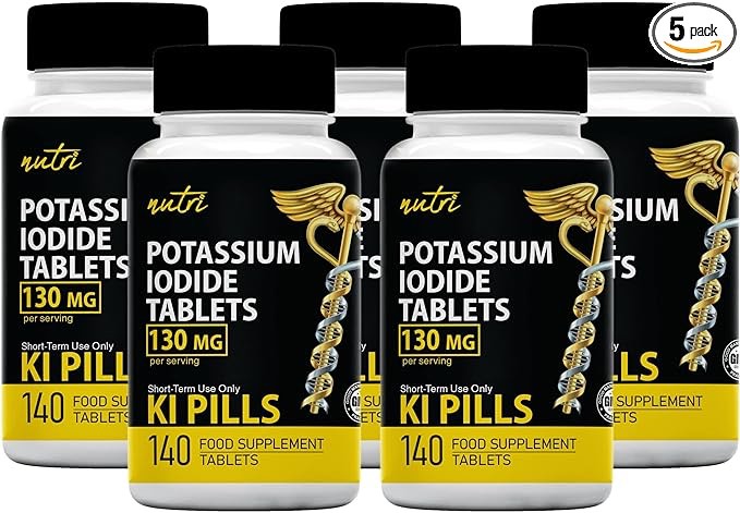Potassium Iodide Radiation Tablets 130 mg (5 Pack) - (700 Tablets) EXP 10/2032 - Potassium Iodine Tablets for Radiation Ki Pills - Potassium Iodine Pills YODO Naciente, Anti Nuclear Fallout Pills