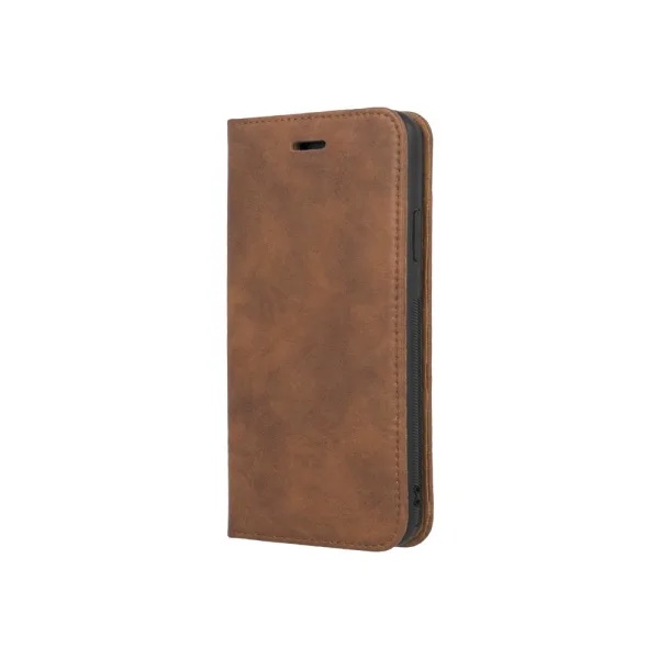 M-factory iPhone 14 / iPhone 13 Case, Suede Leather Case, Hand Strap, Without Logo, Notebook Phone Case Stand Compatible with 2 Card Holders, Card Storage, Kickstand, TPU case, Strap (Brown)
