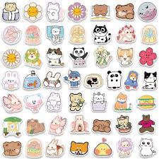 100PCS Cute Animal Stickers for Water Bottle, Waterproof Vinyl Phone Skateboard Laptop Stickers, Kawaii Sticker Packs for Teens