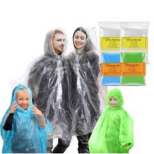Rain Ponchos for Adults and Kids,Ponchos Family Pack with Drawstring Hood 10 pack,Disposable or Reusable Emergency Rain Capes Ponchos,for Hiking,Travel,Camping Outdoors,Walking Watching Game,4 Color