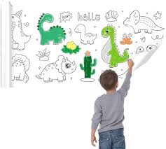 Children's Drawing Roll, Drawing Paper for Kids, 118" × 11.8" DIY Painting Drawing Color Filling Paper, Re-Stick Drawing Paper Roll for Kids, Childrens Coloring Roll?Dinosaur?