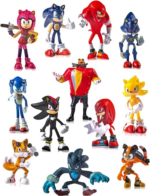 10 pcs Sonic The Hedgehog Toys Action Figures 2.5-inch-tall, Party Supplies Cake Toppers, Carry Bag