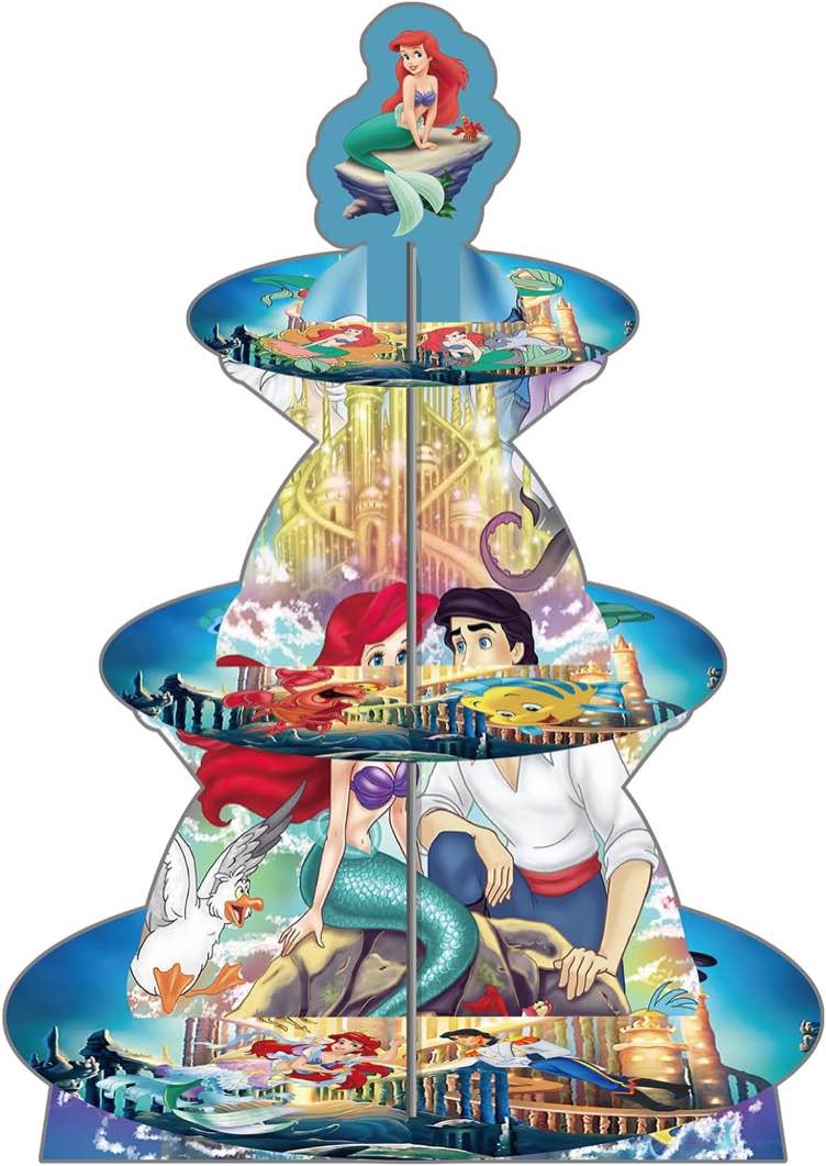 Birgaty Little Mermaid Cupcake Stand, 3-Tier Dessert Stand Mermaid Themed Party Centerpiece Decor for Mermaid Party Decorations Supplies Kids Adults Birthday Baby Shower