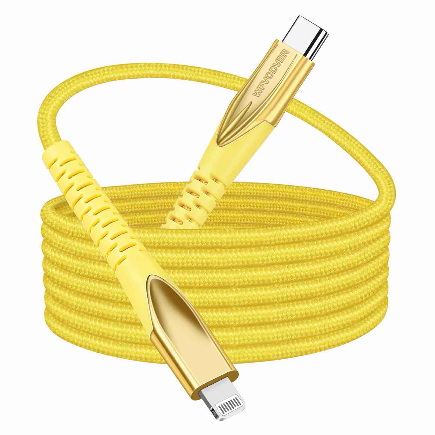 WFVODVER USB-C to Lightning Cable [MFI Certified] 10FT/3M iPhone 12 Nylon Braided Type C Fast Charging Cable Compatible with iPhone 12/12Mini/12 Pro/11/11Pro/11 Pro Max/X/XS/XR/XS MAX (Gold)