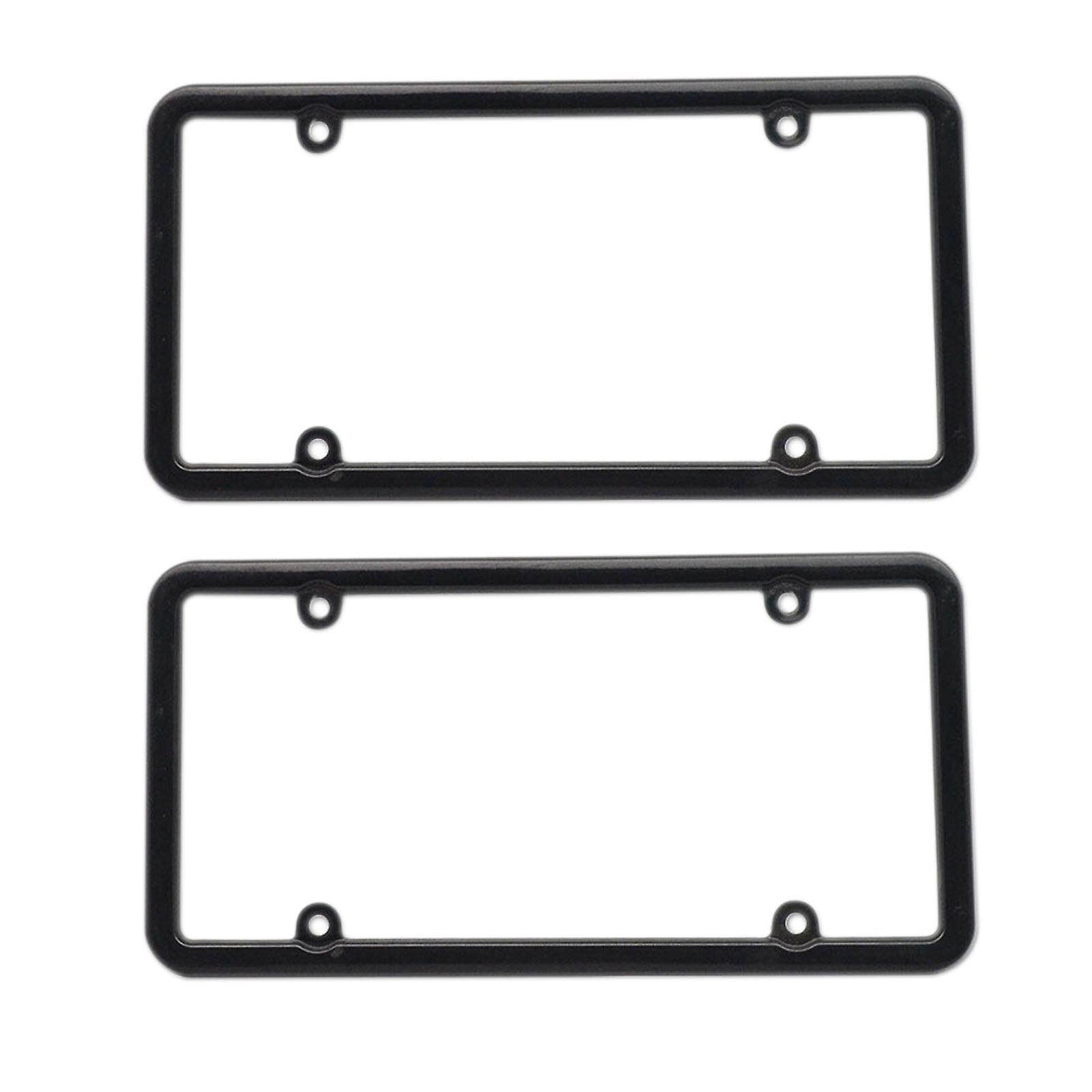 Yumfugu Pack-2 US License Plate Framework, Stainless Steel Car Tag Covers, Automobile License Plate Decoration, Universal for Most Cars, Trucks and Vans (Black)