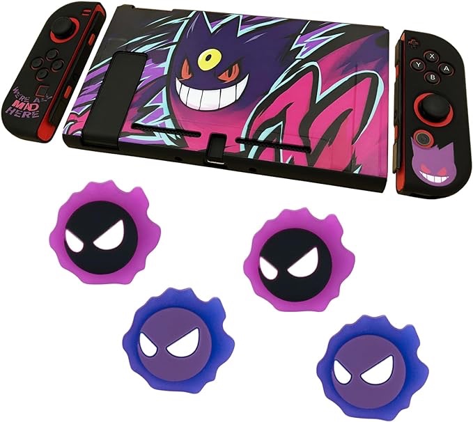 YOTOKAO Switch Thumb Grip Caps and Protective Case for Ghost,Soft Silicone Joystick Cover Compatible with Switch-4PCS,Frosted Feel TPU Case for Switch?Demon?