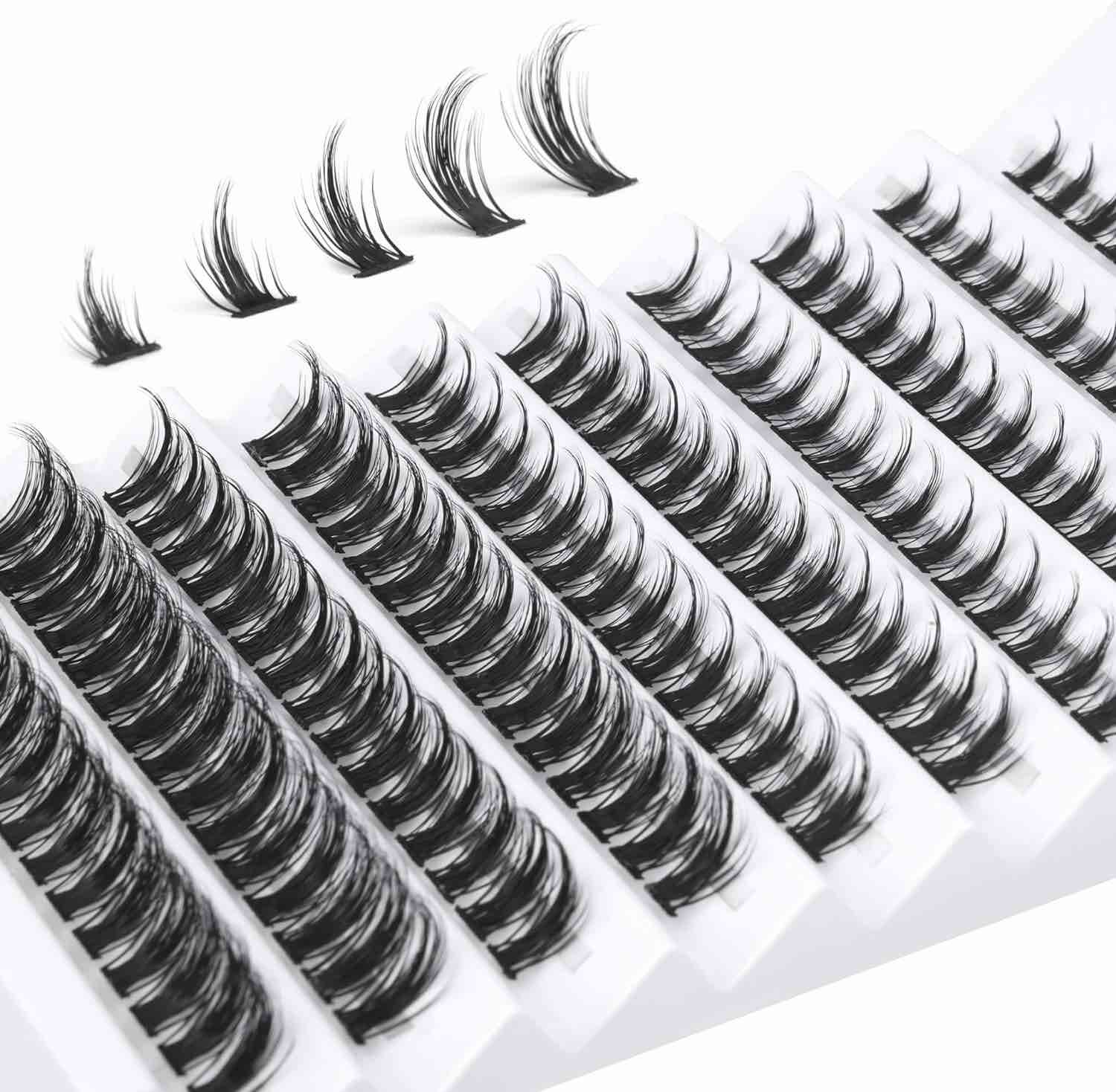 Spiky Lash Clusters Anime Eyelash Extension Kit Manga Individual Lashes Clusters Kit Wispy Manhua Lashes Cluster 150Pcs Manga Lash Extension Kit with Lash Bond and Seal ALICROWN