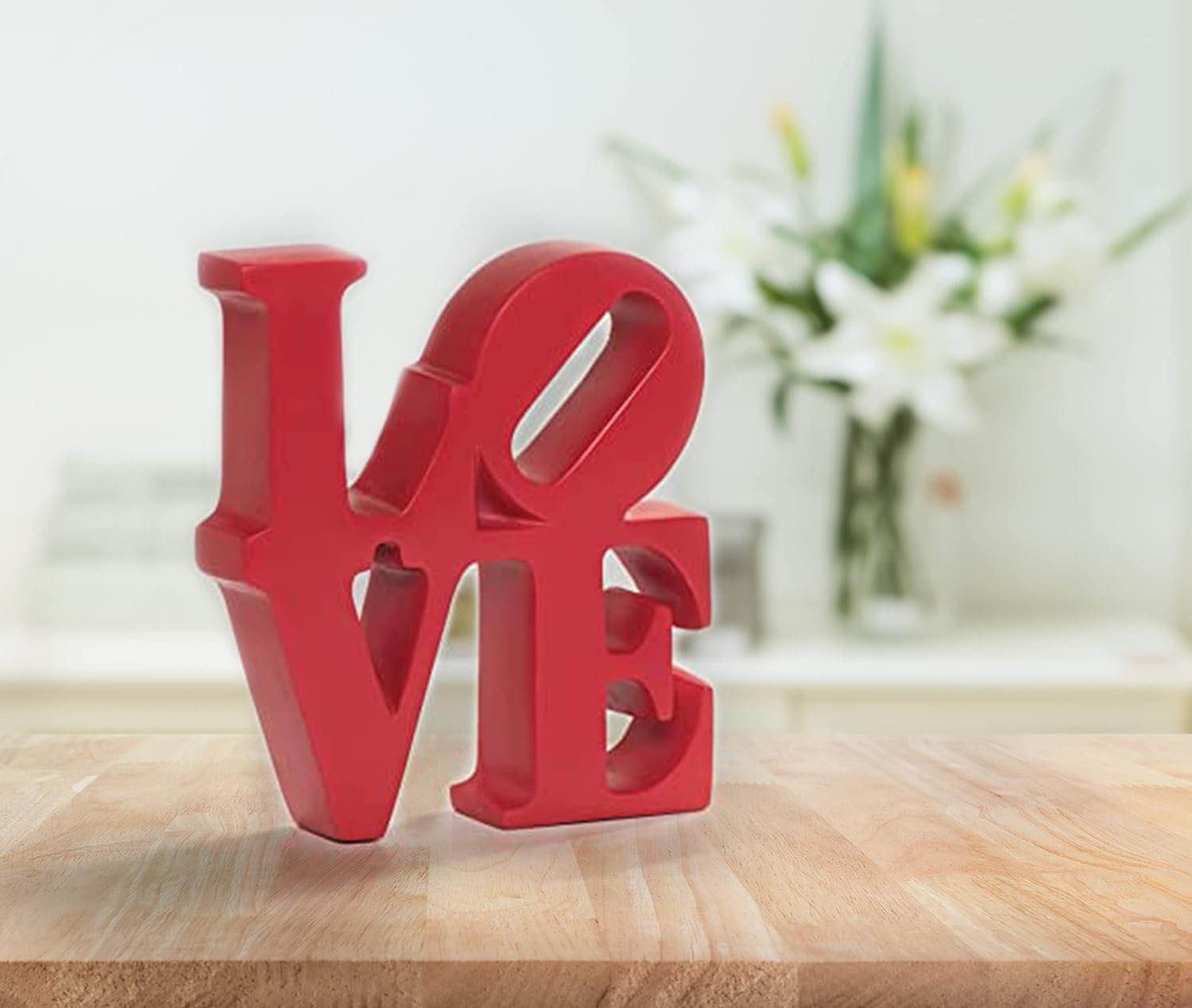 OCP Photography Red Love Sign and Sculpture: Bold and Romantic Home Decor Piece Love Decor