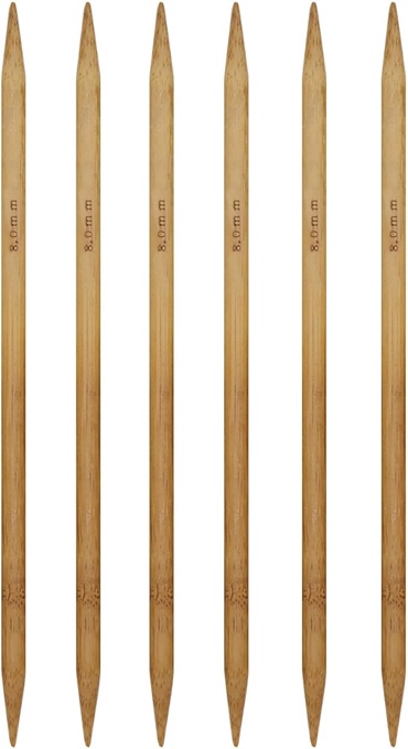 6Pcs 8mm Bamboo Double Pointed Knitting Needles US Size 11 for DIY Yarn Craft Set,Socks,Sweater, Nice Gift for Women Adults Kids Children Beginners